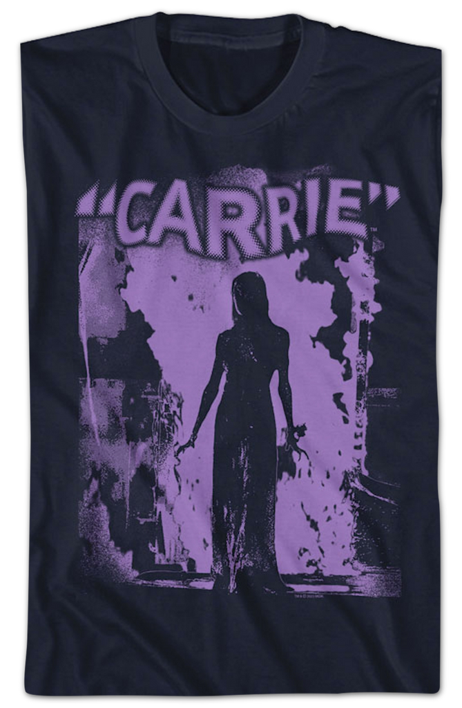 Camiseta Trevco Carrie Silhouette Unisex - Algodón, Diseño De La Película, Negra, Talla 3XL