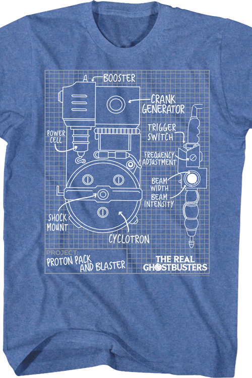 Proton Pack Schematic Real Ghostbusters T-Shirt - main product image