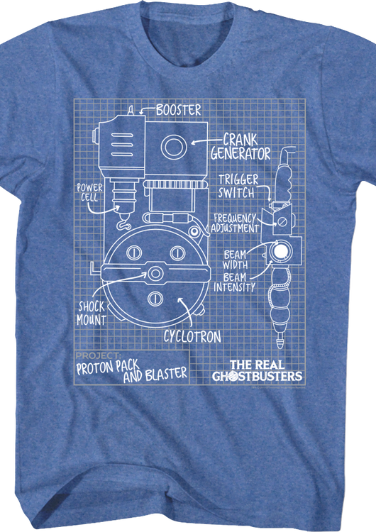 Proton Pack Schematic Real Ghostbusters T-Shirt - main product image