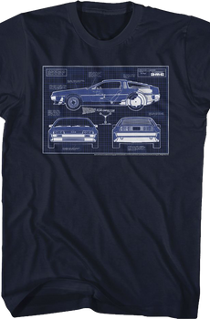 DeLorean Blueprints Back To The Future T-Shirt