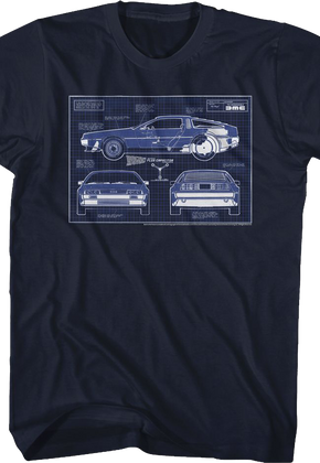 DeLorean Blueprints Back To The Future T-Shirt