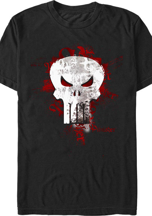 Punisher Blood-Splattered Skull Logo Marvel Comics T-Shirt - main product image