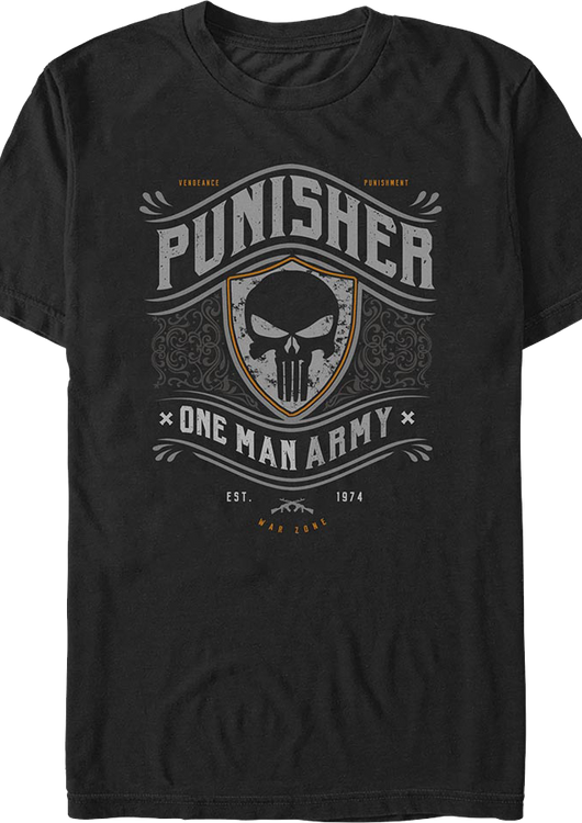 Punisher One Man Army Shield Marvel Comics T-Shirt - main product image