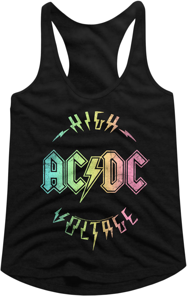 Ladies Rainbow High Voltage ACDC Racerback Tank Top