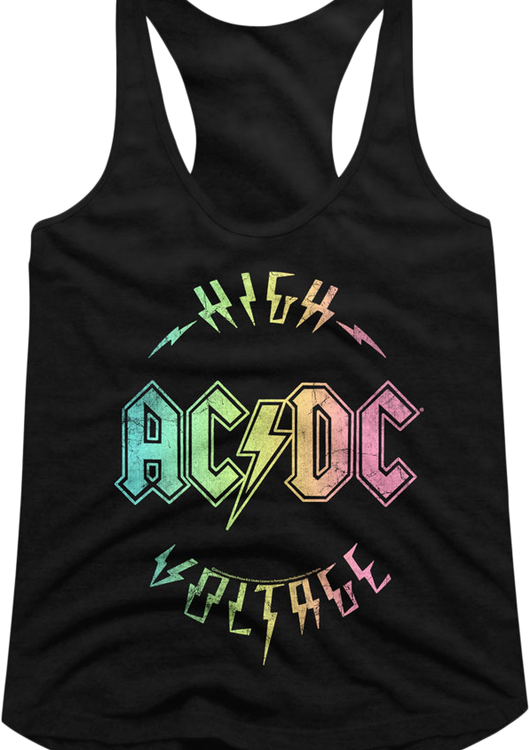 Ladies Rainbow High Voltage ACDC Racerback Tank Top - main product image