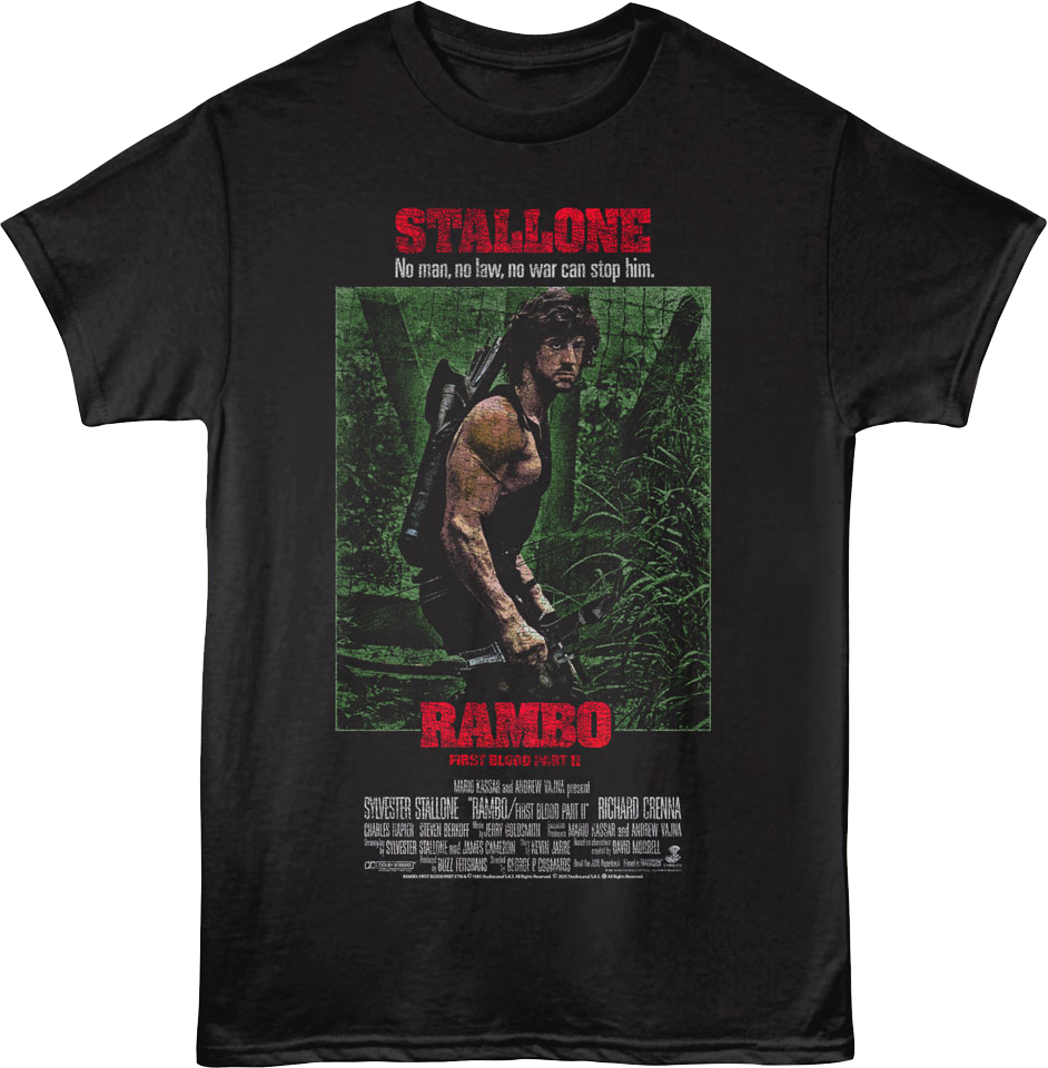 Rambo: First Blood Part II Tagline Poster Rambo T-Shirt