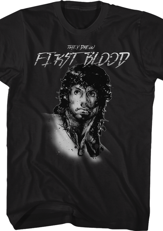Rambo They Drew First Blood Black T-Shirt - main product image