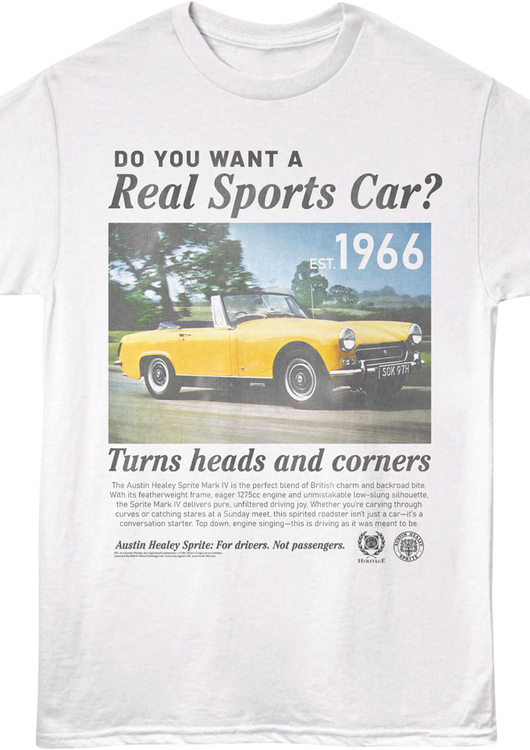 Real Sports Car Austin Healey Sprite British Motor Heritage T-Shirt - main product image