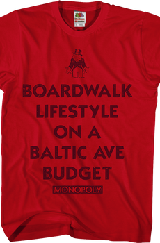 Red Boardwalk Lifestyle Monopoly T-Shirt