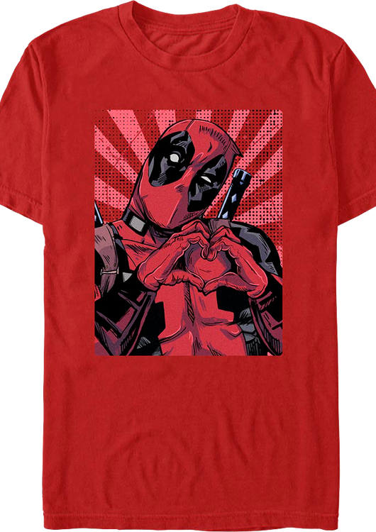 Red Deadpool Heart Hands Marvel Comics T-Shirt - main product image