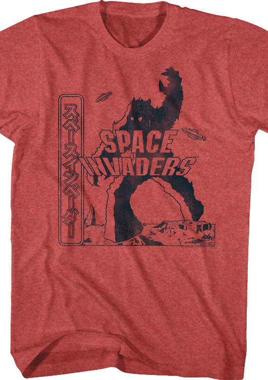 Red Japanese Space Invaders T-Shirt - main product image