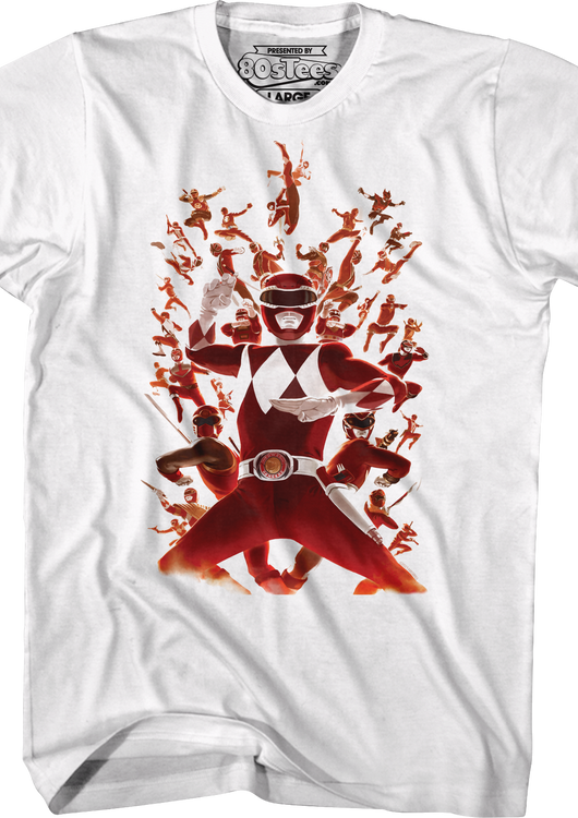 Red Ranger Collage Mighty Morphin Power Rangers T-Shirt - main product image
