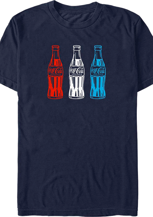Red White and Blue Bottles Coca-Cola T-Shirt - main product image
