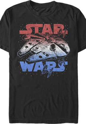 Red White Blue Millennium Falcon Star Wars T-Shirt