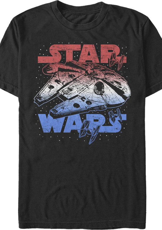 Red White Blue Millennium Falcon Star Wars T-Shirt - main product image