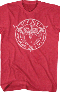 T-shirt Poche Bon Jovi Bad Name - Blanc, 100% Coton, Manches Courtes, Fabrication Allemagne