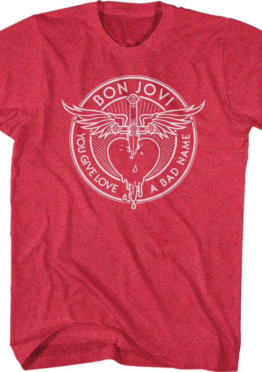 Red You Give Love A Bad Name Bon Jovi T-Shirt - main product image