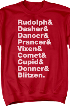 Reindeer Names Christmas Sweatshirt