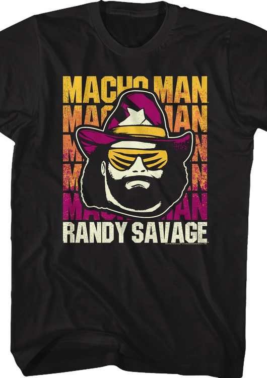 Repeating Macho Man Logo Randy Savage T-Shirt - main product image