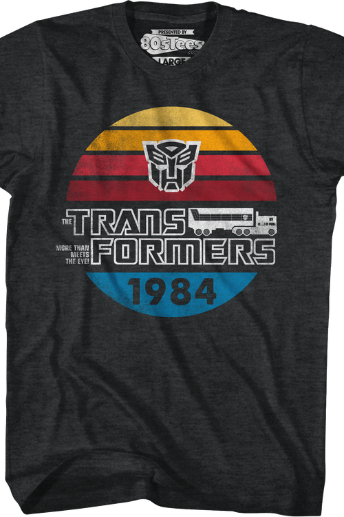 Retro 1984 Stripes Autobots Logo Transformers T-Shirt - main product image