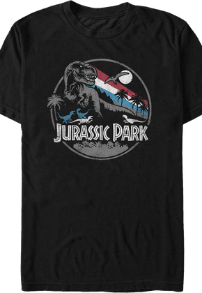 Retro Dinosaur Circle Jurassic Park T-Shirt