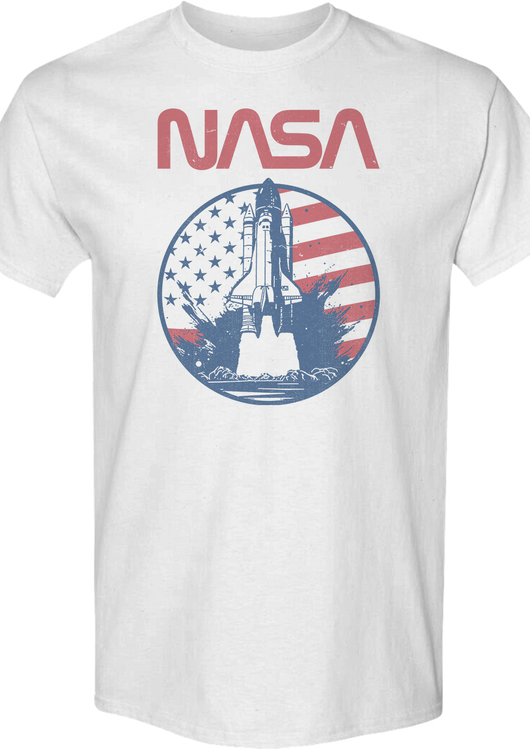 Retro Flag Blastoff NASA T-Shirt - main product image