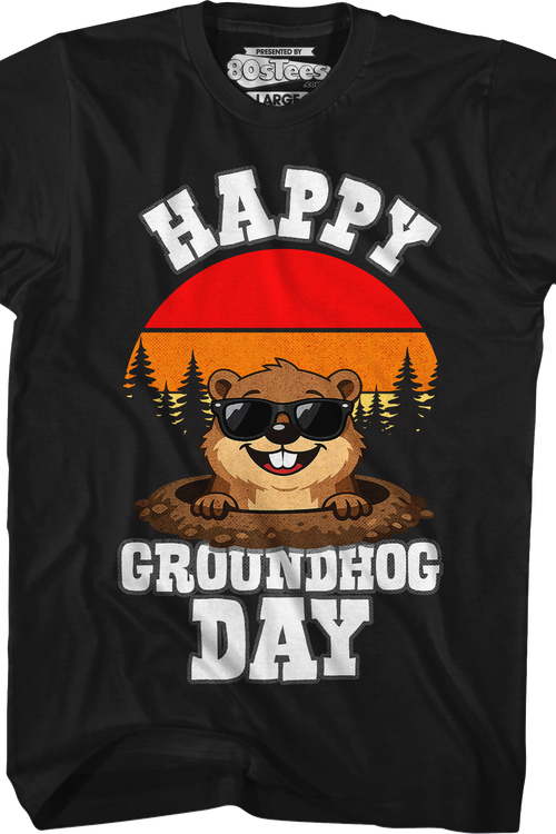 Retro Happy Groundhog Day T-Shirt - main product image