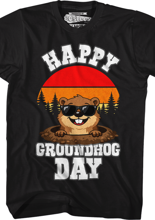 Retro Happy Groundhog Day T-Shirt - main product image