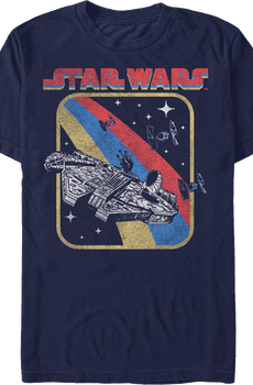 Retro Millennium Falcon Chase Star Wars T-Shirt