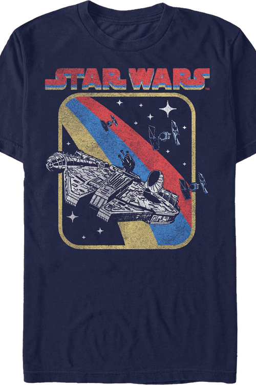 Retro Millennium Falcon Chase Star Wars T-Shirt - main product image