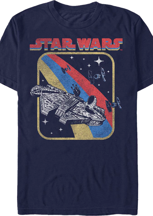 Retro Millennium Falcon Chase Star Wars T-Shirt - main product image