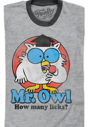 Retro Mr. Owl How Many Licks? Tootsie Pop Ringer Shirt
