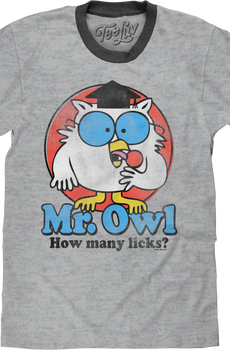 Retro Mr. Owl How Many Licks? Tootsie Pop Ringer Shirt
