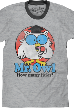 Retro Mr. Owl How Many Licks? Tootsie Pop Ringer Shirt