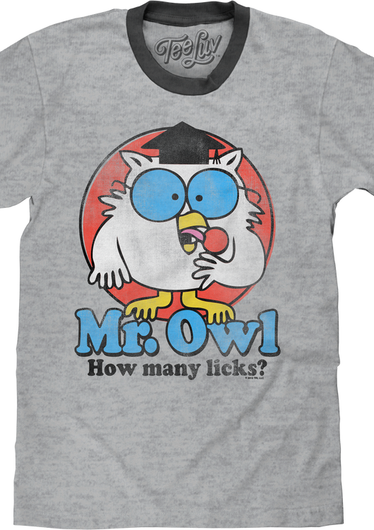 Retro Mr. Owl How Many Licks? Tootsie Pop Ringer Shirt - main product image