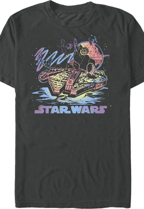 Retro Neon Millennium Falcon Star Wars T-Shirt