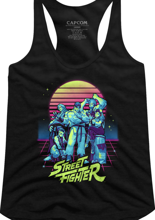 Ladies Retro Neon Street Fighter Racerback Tank Top - main product image