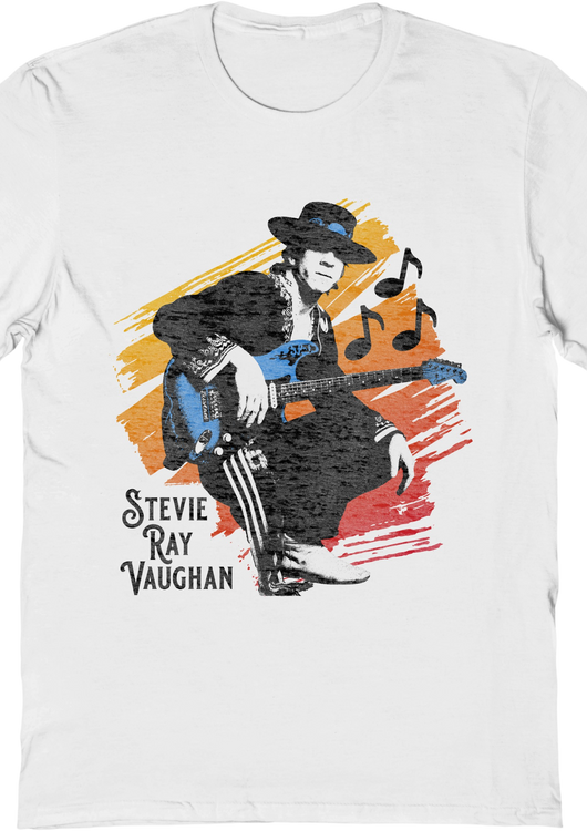 Retro Pose With Guitar Stevie Ray Vaughan T-Shirt - main product image