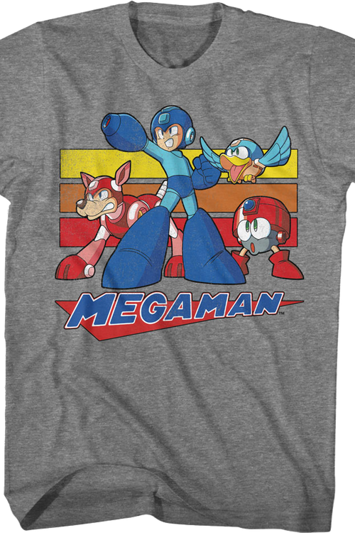 Retro Stripes Collage Mega Man T-Shirt - main product image