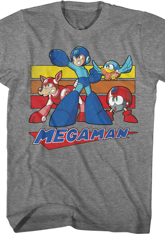 Retro Stripes Collage Mega Man T-Shirt - main product image
