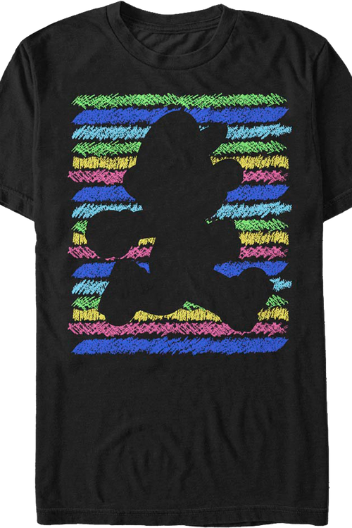 Retro Crayon Stripes Silhouette Super Mario Bros. T-Shirtmain product image