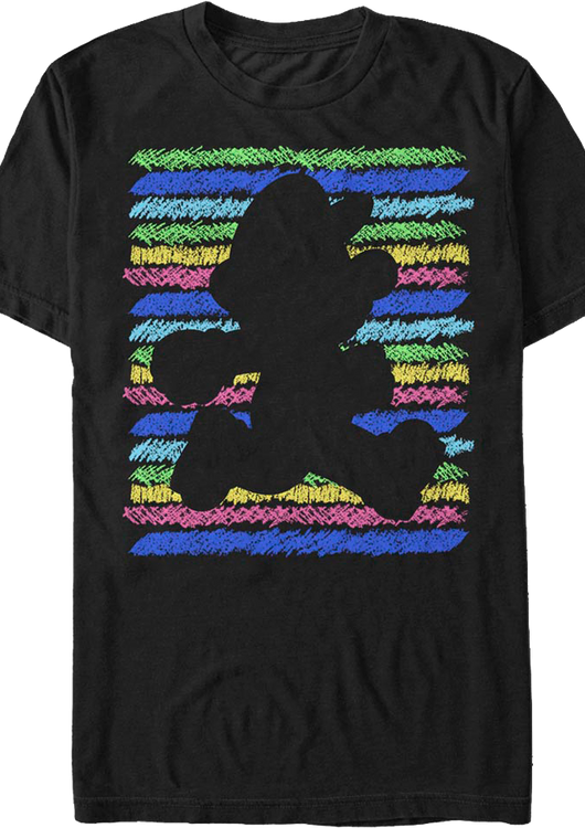Retro Crayon Stripes Silhouette Super Mario Bros. T-Shirt - main product image