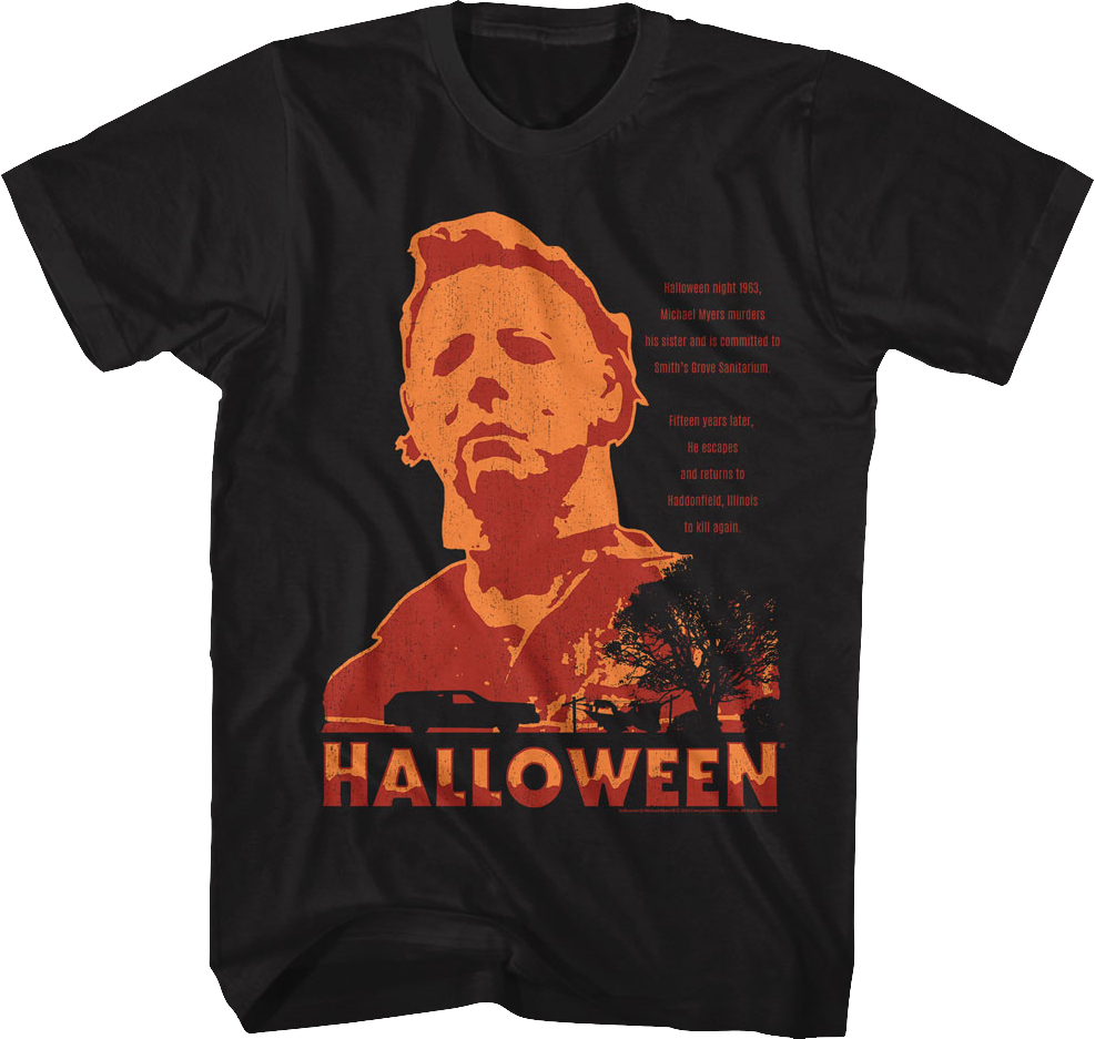 Halloween Welcome To Haddonfield Michael Myers T-Shirt – Black – 100% Cotton – Men's