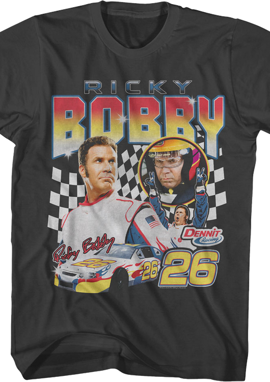 Ricky Bobby Checkered Flag Collage Talladega Nights T-Shirt - main product image