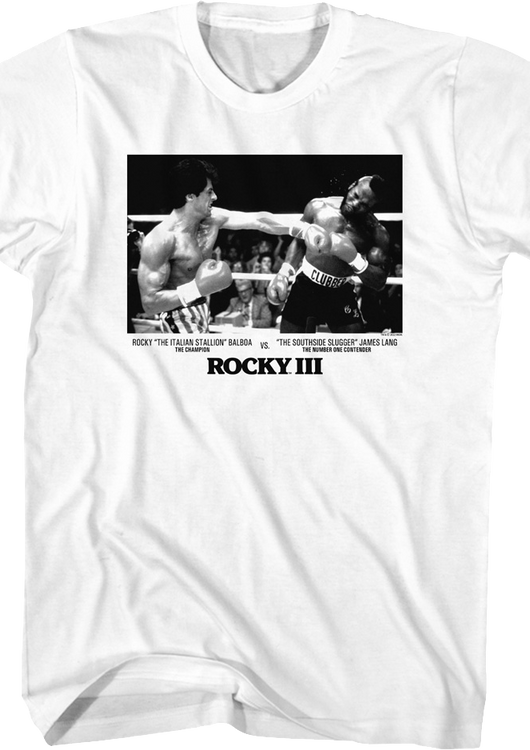 Rocky Balboa vs. Clubber Lang Black And White Photo Rocky III T-Shirt - main product image