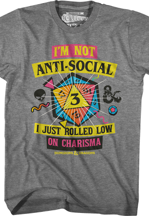 Graphite Heather Rolled Low On Charisma Dungeons & Dragons T-Shirt
