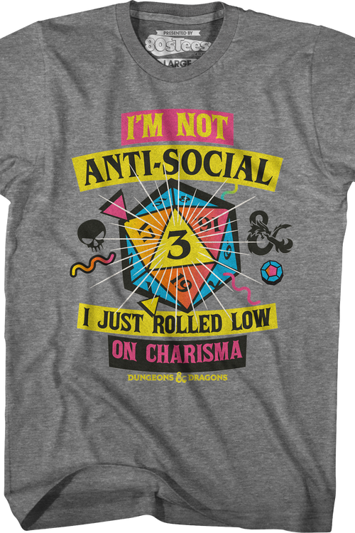 Graphite Heather Rolled Low On Charisma Dungeons & Dragons T-Shirt - main product image