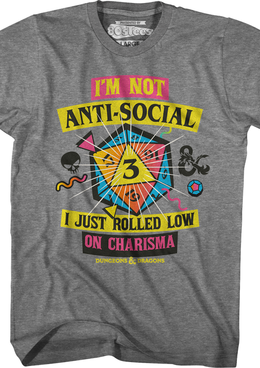 Graphite Heather Rolled Low On Charisma Dungeons & Dragons T-Shirt - main product image