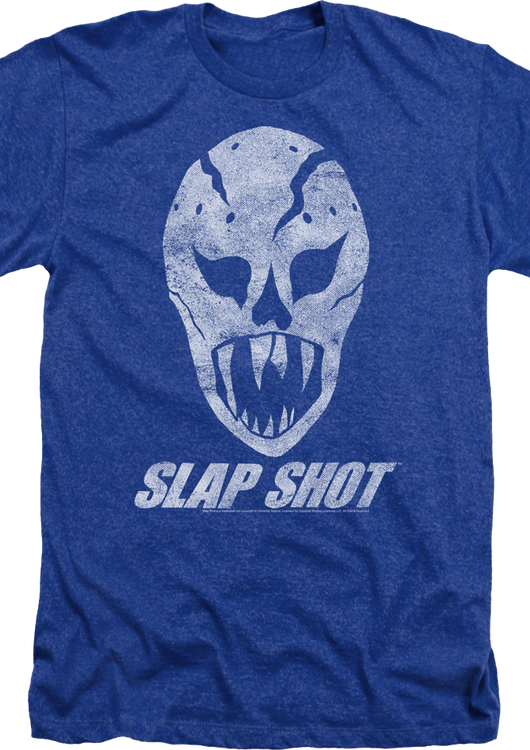 Royal Heather Goalie Mask Slap Shot T-Shirt - main product image