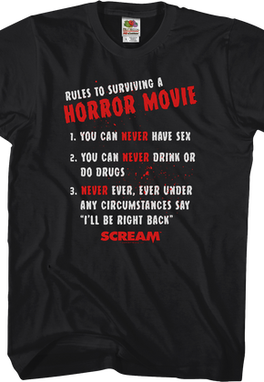 Rules To Surviving A Horror Movie Scream T-Shirt
